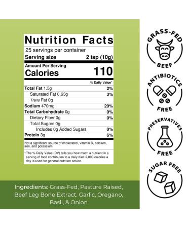 Best Beef Bone Broth Concentrate Garlic & Herb Flavor | pure liquid collagen | Grass fed Australian beef | keto  high protein  gluten free | supports joints  skin & gut | 25 servings Garlic & Herbs - Buy Online on SooperMarket.com