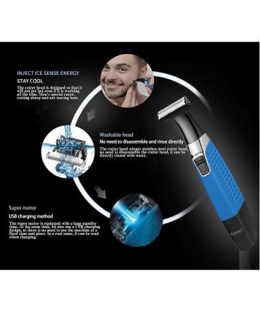 KEMEI Electric Razor & Beard Trimmer - Waterproof Cordless USB Rechargeable Groomer for Men & Women - Eyebrow Beard Facial & Body Hair Removal - Blue - Buy Online on SooperMarket.com
