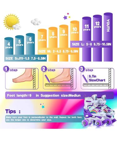 SHDSL Girls Roller Skates | 4 Size Adjustable with 8 Light Up Wheels | Fun Illuminating Skates for Beginners | Sizes 11C-1Y US - Buy Online on SooperMarket.com