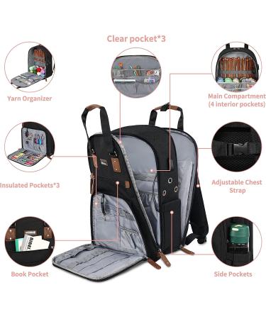 Black Crochet Bag with USB Charging Port - Large Yarn Storage Tote for Knitting & Crochet Projects - Fits 15.6 inch Laptop - Buy Online on SooperMarket.com