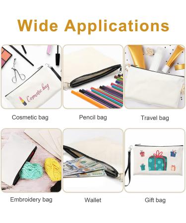 Sntieecr Sublimation Blank Cosmetic Bags with Wristband Lanyards - 10 Pack DIY Makeup & Pencil Bags for Travel - Beige, 8.3 x 5.1 Inch - Buy Online on SooperMarket.com