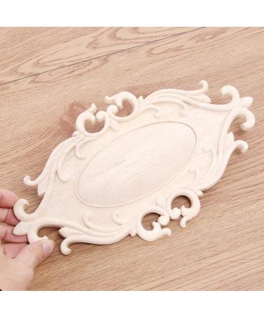 RORPOIR 1pc Unpainted Frames Decorative Appliques for Furniture Wood Onlays for Bed Flowers Carved - Buy Online on SooperMarket.com