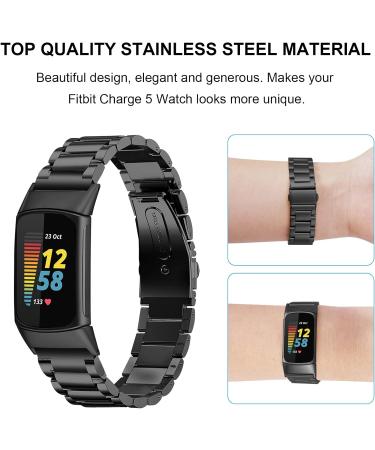 KOREDA 2 Pack Stainless Steel Bands for Fitbit Charge 5 - Graphite/Black - Buy Online on SooperMarket.com