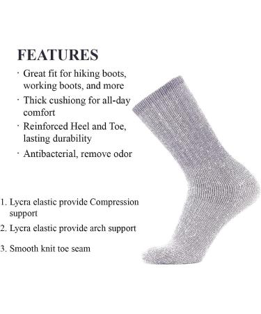 SOLAX Women's Merino Wool Hiking Socks - 2 Pairs Outdoor Trail Crew Socks (Medium, Navy) - Buy Online on SooperMarket.com