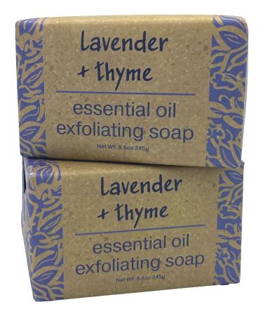 Greenwich Bay Trading Co Lavender and Thyme Essential Oil Exfoliating Bath Bar Soap Set of 2 8.6 Ounces Each
