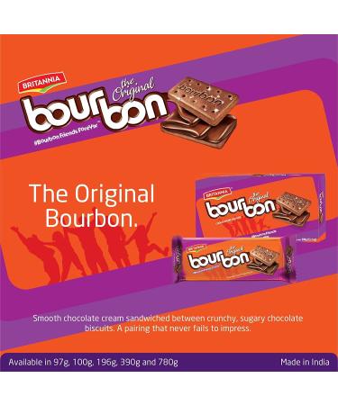 Britannia Bourbon Original Choco Creme Biscuits 3.42oz (97g) - Pack of 4 - Buy Online on SooperMarket.com