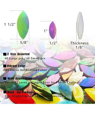 KALUCION 120 Pcs Iridescent White Petal Mosaic Tiles - Stained Glass Flower Petals Kit for Mosaics and Crafts - Buy Online on SooperMarket.com