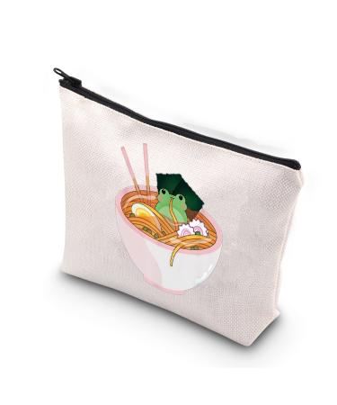 BDPWSS Frog Lover Makeup Bag For Women Frog Survival Kit Kawaii Japanese Anime Cute Frog Gift Bowl Ramen Noodle Gift Frogs Ramen Noodle