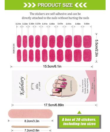 Kalolary 20PCS Nail Gel Strips - Glitter Pink Self-Adhesive Wraps - UV/LED Lamp Required - Buy Online on SooperMarket.com