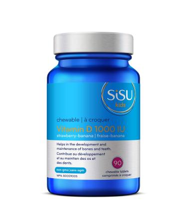 Sisu Kids Vitamin D 1000 IU 90 Chewable Tablets - Chewable Vitamin D Supplement for Kids - Bone & Teeth Health Support - Non-GMO Gluten & Dairy Free - 90 Servings