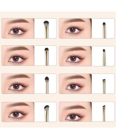Yoezuo Make Up Brush Set 8 Pieces Eyeshadow Brush Set with PU Bag Eye Brush Makeup Brush Foundation Brush Cosmetic Brush for Eyeshadow Eyebrow Eyeliner Blending (Gold) - Buy Online on SooperMarket.com