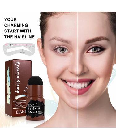 Waterproof Eyebrow Stamp Stencil Kit with 10 Reusable Stencils and 2 Pencil Brushes - Hairline Shadow Powder Stick Included (Black) - Buy Online on SooperMarket.com