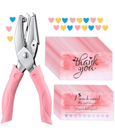Punch Card and 100 Pieces Reward Punch Card  Handheld Punch Kit  Single-Hole Paper Puncher  Metal Punch with Soft Grip  Home School Office Supplies  Clothing Ticket Scrapbook Punch Tool (Elegant)