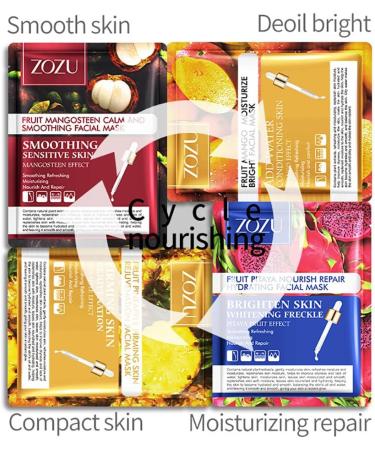 Moisturizing Mask 8 Pieces Fruit Face Mask Face Mask Sheet Moisturizing Facial Tissue Beauty Mask Face Mask Nourishing Soothing Care for All Skin Types Type 2 - Buy Online on SooperMarket.com