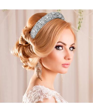 Sparkling Black Crystal Rhinestone Headband Hairband - Thick Style Silver | 90s Disco Hair Accessory for Women | Perfect Gift for Valentines & Birthdays - Buy Online on SooperMarket.com