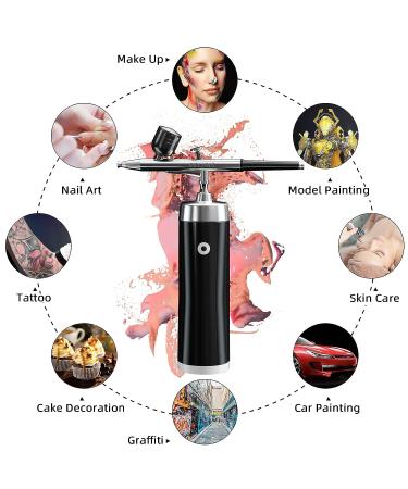 Handheld Airbrush Kit with Compressor - Cordless Mini Makeup Machine for Nail Art, Cake Decorating, Barber & Painting (Black) - Buy Online on SooperMarket.com