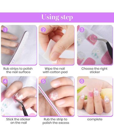 22 Sheets Pure Color Shine Flower Nail Polish Stickers with File - Nail Art Decals for Women & Girls - Buy Online on SooperMarket.com