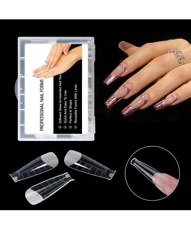BNG 120 Pcs Frosted Dual Nail Forms - Professional Polymer Gel Nails Extension Molds for Quick Building and Full Cover Acrylic Nails - Buy Online on SooperMarket.com