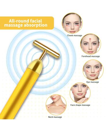 Shop Aubric 24k Gold Face Massager - T-Shape Electric Wand for Anti-Aging Skin Firming & Wrinkle Reduction | Global Shipping Available - Buy Online on SooperMarket.com