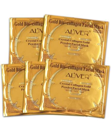 24K Gold Bio Collagen Crystal Face Mask + Eye Mask + Lip Mask Set for Anti-Aging Skin Care (5 pairs) - Buy Online on SooperMarket.com