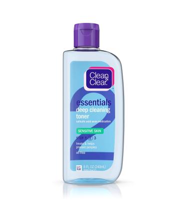 Clean & Clear Essentials Deep Cleaning Face Toner with Salicylic Acid Acne Medicine  Oil-Free Facial Toner for Sensitive & Acne-Prone Skin Care  8 fl. oz