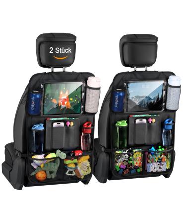 Kimsky 2er Autositz Organizer backrest protection car children auto organizer children children's toy storage waterproof rear seat protection for children with tablet specialist - black 2PCs