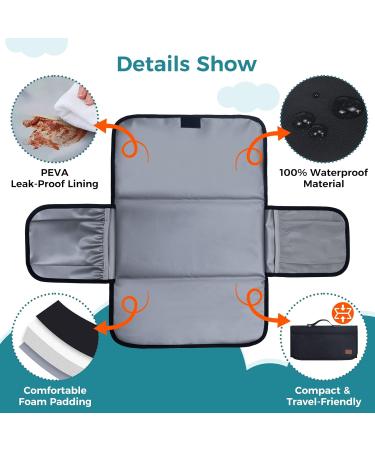 Gloppie XXL Waterproof Baby Wrap & Changing Pad - Compact Diaper Mat for Babies & Toddlers | Portable Travel Winding Mat - Black - Buy Online on SooperMarket.com