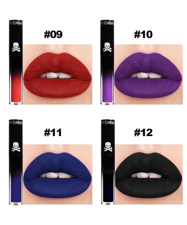 4Pcs Matte Liquid Lipstick Set - Dark Red Purple Blue Black | Long Lasting Waterproof Lip Stain Gift Set for Women - Buy Online on SooperMarket.com