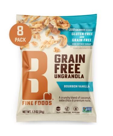 B. Fine Foods Grain-Free UnGranola Bourbon Vanilla - 1.2oz 8 Pack - Crunchy Granola Snack of Coconut Saba Chips & Premium Nuts - Zero-Refined Sugar Gluten-Free Kosher Paleo Keto-Friendly & Non-GMO