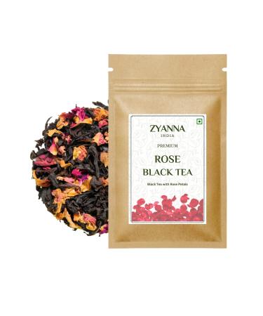 Zyanna Rose Black Tea - Premium Black Tea with Rose Petals (3.53oz-100g-50 Cups) - Fragrant Rose Petals Loose Leaf Tea - Natural Ingredients (Brew Hot or Iced Tea)