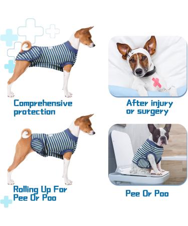 Supet Dog Recovery Suit for Pets | Post Surgery Healing Garment | Prevent Licking Wounds | Puppy Surgical Clothes M (Blue Striped) - Buy Online on SooperMarket.com