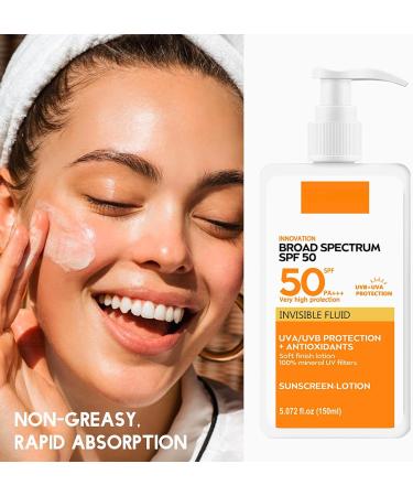150ml Sunscreen Spf 50+ 150ml Sun Cream For High Sun Protection Invisible Fluid Suncream Very Water+Sweat Resistant Sunblock Brown Spot Reduction Face Sunscreen Sensitive Skin Sun Cream - Buy Online on SooperMarket.com