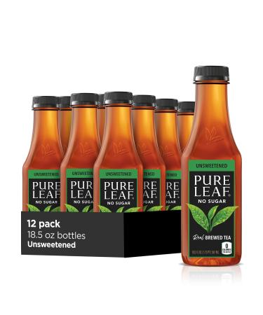 Pure Leaf Iced Tea, Unsweetened Black Tea, 18.5 Oz Bottles (12 Pack) 0 Sugar Unsweet 18.5 Fl Oz (Pack of 12)
