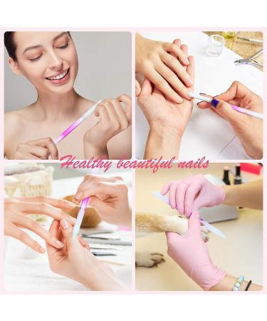 6-Piece Glass Cuticle Pusher & Nail File Set - Pink | Manicure Pedicure Kit - Buy Online on SooperMarket.com