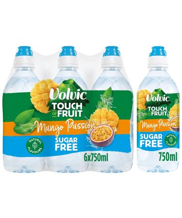 Volvic Touch of Fruit Sugar Free Mango Passion Flavoured Water 6 x 750ml Fruit 4.50 l (Pack of 1)