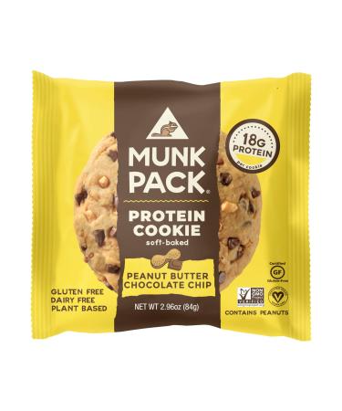 Munk Pack - Peanut Butter Chocolate Chip - Protein Cookie - 6 Pack - 18g Protein, Vegan, Gluten-Free, Soft Baked - 2.96oz