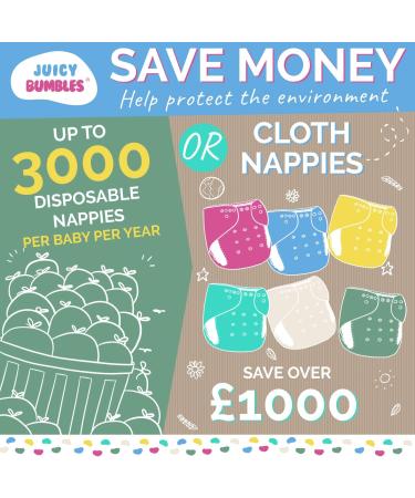Eco-Friendly Reusable Cloth Nappies Set - 6 Washable Diapers, Bamboo Inserts, Biodegradable Liner, Wet Bag - Chemical-Free Baby Care - Buy Online on SooperMarket.com