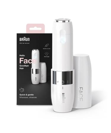 Braun Face Mini Hair Remover Facial Hair Remover for Women Mini-Sized Design For Portability Efficient Facial Hair Removal Anytime Anywhere With Smart Light Gifts For Women FS1000 White