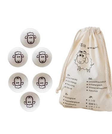 Dryer Balls Pack of 6 New Zealand Wool Dryer Balls Antistatic and Wrapping Handmade Sheep Head Pattern Dryer Balls for Tumble Dryers Shorten Drying Time