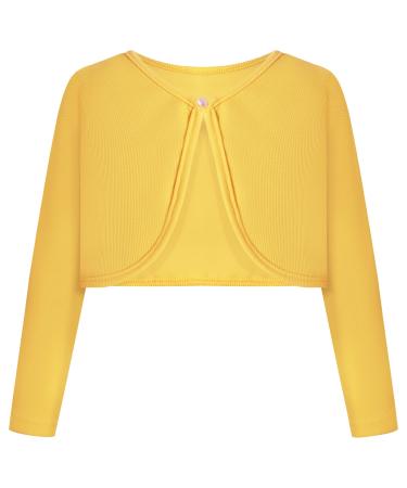 BONNY BILLY Girls Cardigan Long Sleeve Knitted Cotton Bolero Shrug Kids Clothing 7-8 Years Yellow