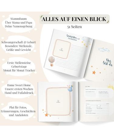Tiny Trees Baby Diary - My First Year (Hare) | 51 Pages Gift Box Included | Baby Milestone Book & Photo Album - Monthly Birthdays in German - Buy Online on SooperMarket.com
