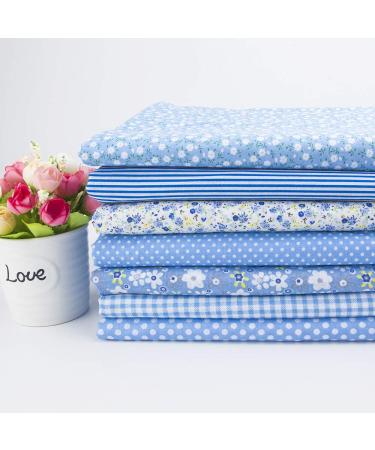 Antetek 7Pcs 20 x 20 Cotton Fabric DIY Making Supplies Quilting Patchwork Fabric Fat Quarter Bundles DIY for Quilting Patchwork Cushions Cotton Fabric for Patchwork (20 x 20  Blue) 20 x 20 Blue