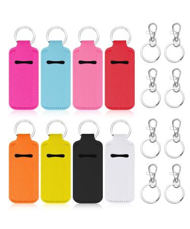 Sliverdew 8 Pcs Chapstick Holder Key Chain With Clip Lip Balm Sleeve Pouch Lipstick Lip Gloss Holder Keychain for Purse Bag Travel Accessories Women