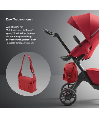 Stokke Xplory X Wrap Pocket - Versatile Shoulder Bag & Backpack Foldable UPF 50+ Water-Repellent Easy to Clean - Ruby Red - Buy Online on SooperMarket.com