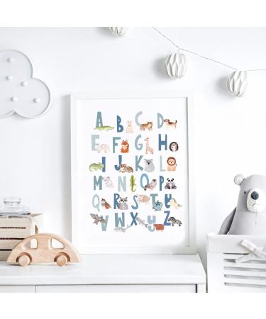 Scandi Animal Alphabet Educational Poster - Woodland Safari & Boho Designs (A4 Greens) - Buy Online on SooperMarket.com