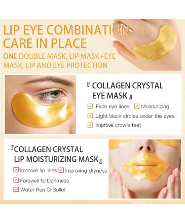 30 Pairs Lip & Eye Masks - 24K Collagen Crystal Under Eye Patches for Dark Circles Puffiness & Fine Lines - Moisturizing Skincare for Women & Men - Buy Online on SooperMarket.com