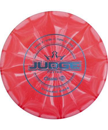 Dynamic Discs Classic Burst Judge Disc Golf Putter | Throwing Frisbee Golf Putter | Stable Disc Golf Flight | Beaded Disc Golf Putter | Stamp Colors Will Vary Red/White