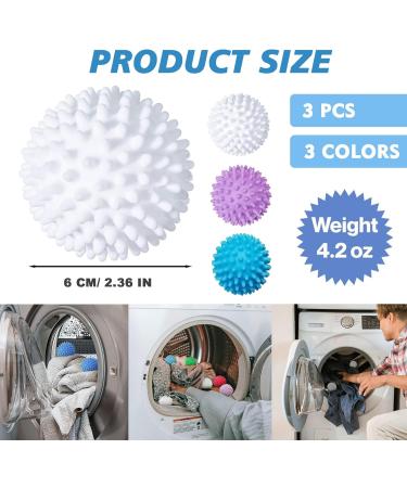 3 PCS Tumble Dryer Balls Reusable Energy Saving & Non-Melt Dryer Balls Washing Ball Laundry Balls for Washing Machine for Speeding Drying and Reducing Creases(3 Colors) - Buy Online on SooperMarket.com