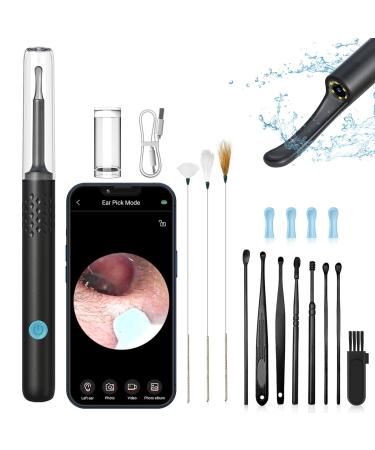 NURSETEK Ear Wax Removal Tool Ear Wax Removal Ear Cleaner with 1080P HD Camera Ear Wax Cleaning Kit Ear Wax Removal Tool for iOS and Android (Black)