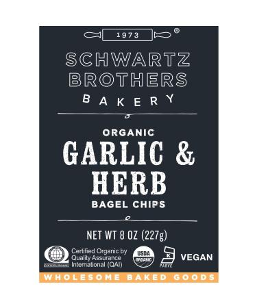 Schwartz Brothers Bakery Organic Garlic & Herb Bagel Chips | Kosher & Vegan | Artisanal | 8oz Container (Pack of 2) - Buy Online on SooperMarket.com